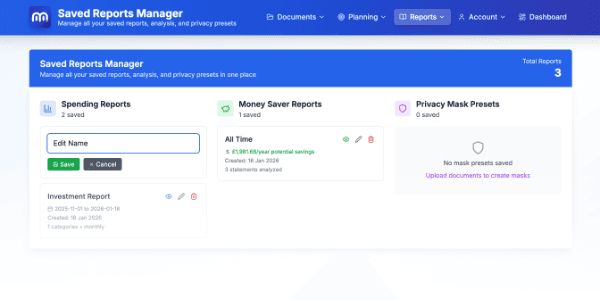 Manage Your Saved Reports